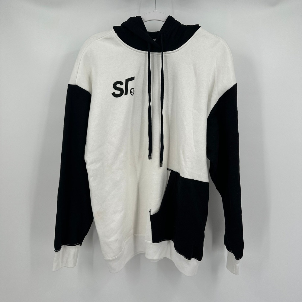 Social Tourist Men Skater Colorblock Graphic Fleece Hoodie Sz M Urban Streetwear